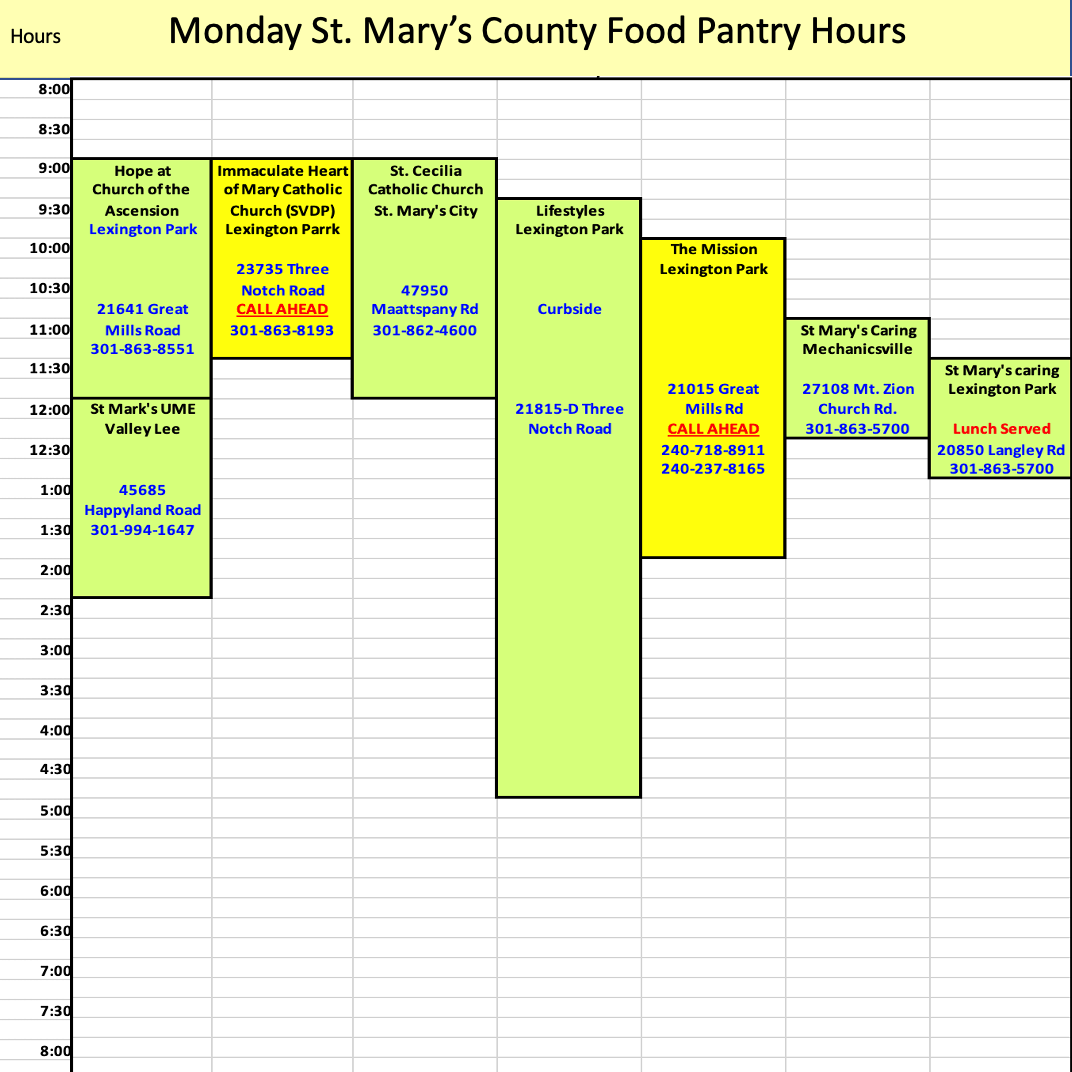 Pantry Hours Feed St. Mary’s