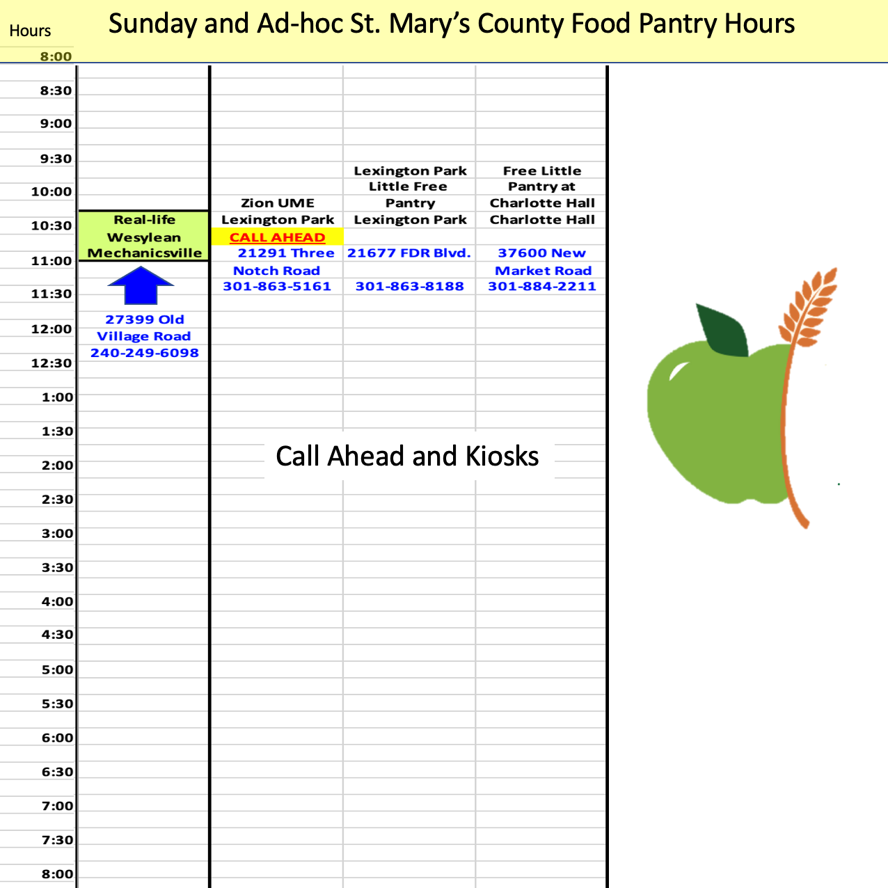 Pantry Hours Feed St. Mary’s